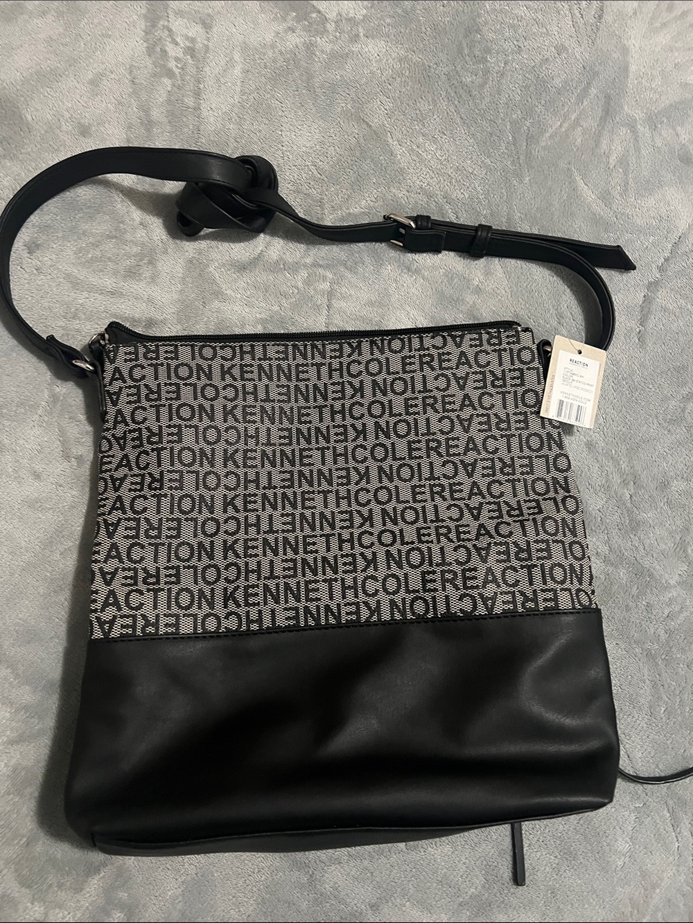 Kenneth Cole Reaction Black Logo Jacquard Crossbody Bag